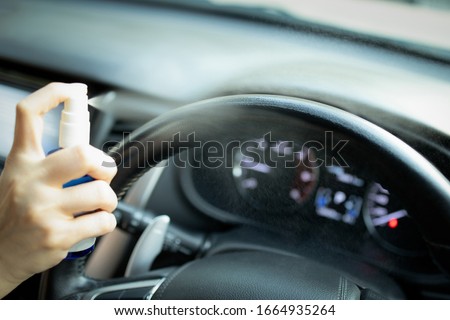 Image, Stock Photo woman hand apply alcohol gel or anti bacteria soap to make cleaning and clear virus, germ, bacteria
