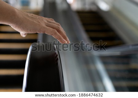 Similar – Image, Stock Photo Woman at handrail. person