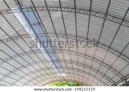 metal roofing construction of modern building complex