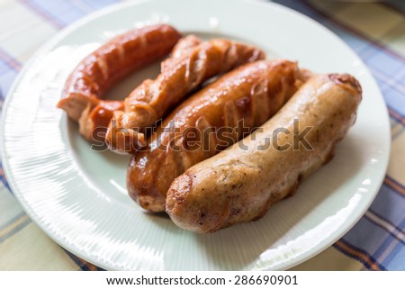 smoked sausage on white dish