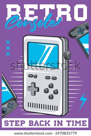 Retro Old Gameboy Console Cartoon Vector Illustration Suitable for Web Landing Page, Banner, Flyer, Sticker, Wallpaper, Background