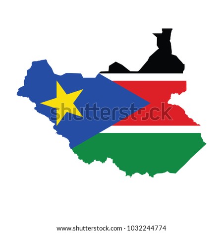 south sudan territory with flag on map of globe with path