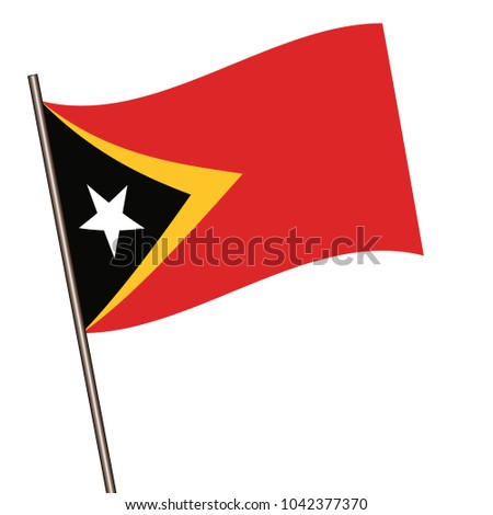 Flag of east timor , east timor flag waving isolated vector illustration