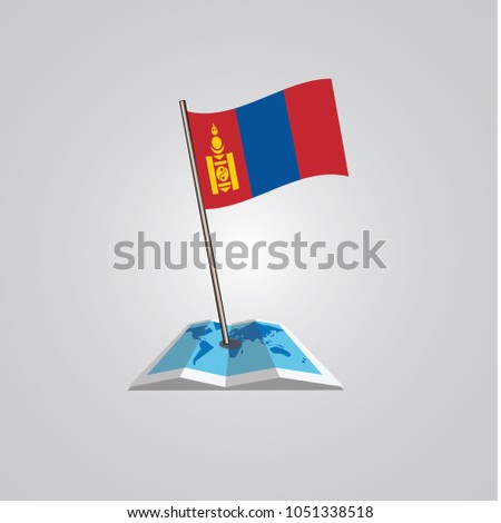 Map with flag of Mongolian isolated on white. National flag for country of Mongolian isolated, banner for your web site design logo, app, UI. check in. map Vector illustration, EPS10.