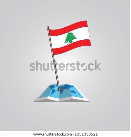 Map with flag of Lebanon isolated on white. National flag for country of Lebanon isolated, banner for your web site design logo, app, UI. check in. map Vector illustration, EPS10.