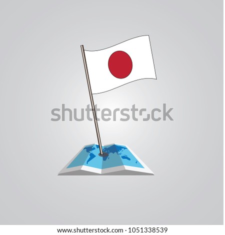 Map with flag of Japan isolated on white. National flag for country of Japan isolated, banner for your web site design logo, app, UI. check in. map Vector illustration, EPS10.