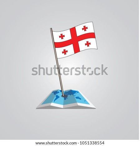 Map with flag of Georgia isolated on white. National flag for country of Georgia isolated, banner for your web site design logo, app, UI. check in. map Vector illustration, EPS10.