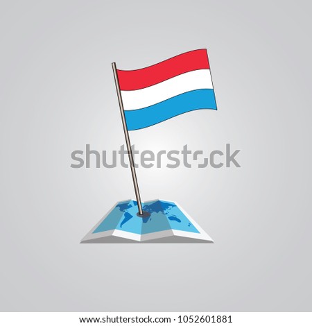 Map with flag of Luxembourg isolated on white. National flag for country of Luxembourg isolated, banner for your web site design logo, app, UI. check in. map Vector illustration, EPS10.