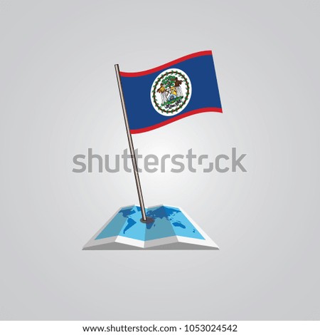 Map with flag of Belizes  isolated on white. National flag for country of Belizes  isolated, banner for your web site design logo, app, UI. check in. map Vector illustration, EPS10.