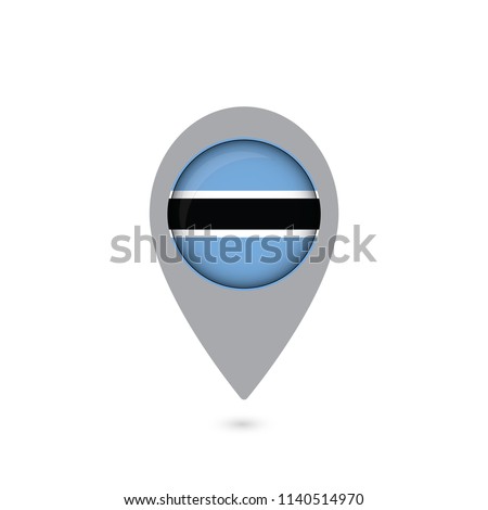 Botswana Flag Round Pin Icon. Vector icon.