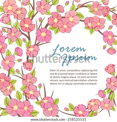 sakura tree branch frame template vector illustration ez canvas