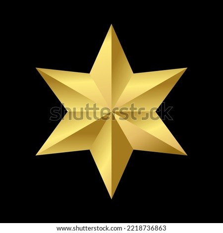 Abstract golden six-pointed star on black. Vector illustration.