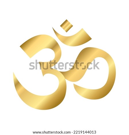 Gold Sacred OM sign on white background.
Om or Aum Indian sacred sound. indian Diwali spiritual sign Om.
