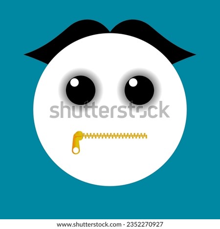 Zipper Mouth Face Emoji Icon. Concept of shut up, keeping quiet.