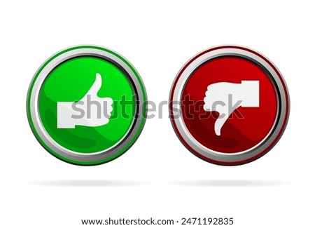 Thumbs up and down buttons on white. vector illustration.