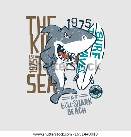 vector of shark, surf, animal, design, logo, t shirt, surf shark