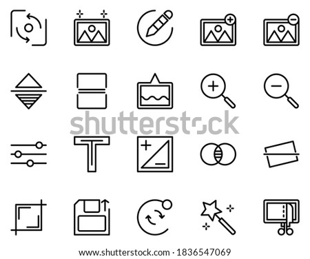 Simple set of image editing icons on white background.