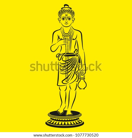 Indian God Nilkanth Maharaj Illustration, Lord Swaminarayan Vector