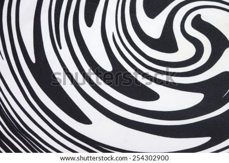 Black and White Textured Fabric with  Swirl or Zebra Pattern Background