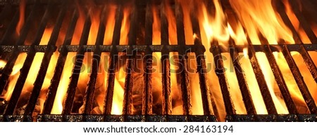 Flaming Empty BBQ Charcoal Grill Background Texture