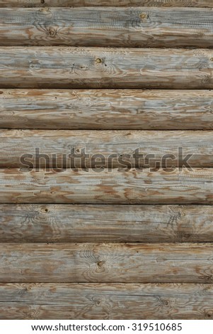 Wooden Log Cabin Wall Natural Colored Vertical  Background Texture Detail Close Up