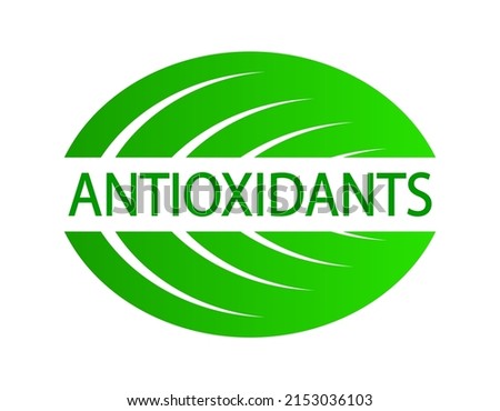 Antioxidant logo. Antioxidants and vitamins natural source. Detox. Organic food Imagine de stoc © 