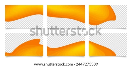 Set of presentation slides. Abstract business card templates with transparent space. Backgrounds with sharp wavy lines and gradient transition, dynamic fluid shape.