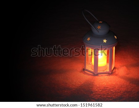 Lantern light on winter evening