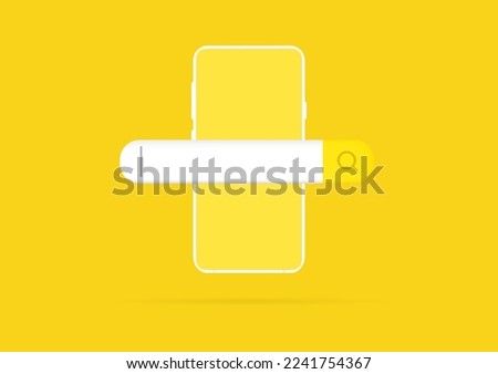 3D concept smartphone with search bar. Browser button for website. Search form template. Vector illustration.