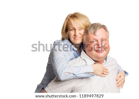 Husband and wife hugging and laughing, happy family, isolated on Stock fotó © 