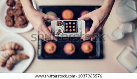 Similar – Image, Stock Photo Crop baker making cookies on table