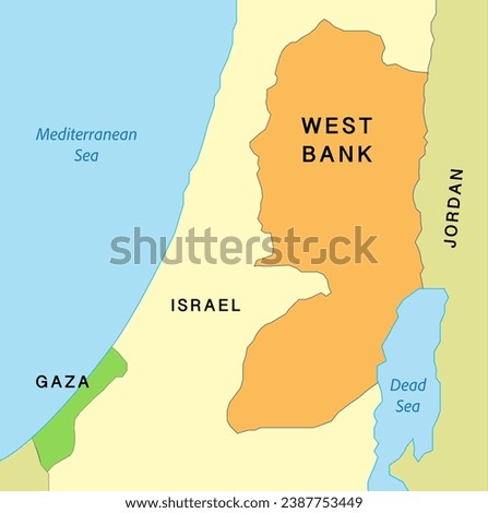 The Gaza Strip and the West Bank map, vector illustration.