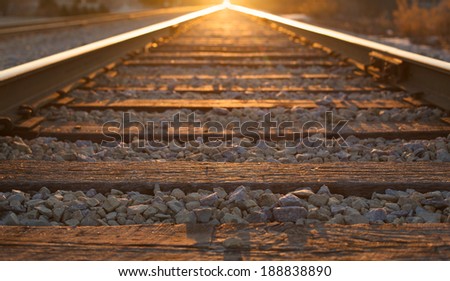 Morning sun light illuminating middle of tracks