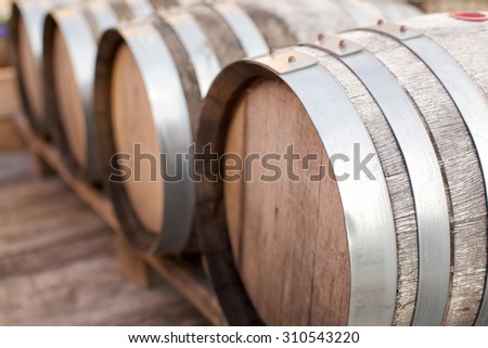 Close up of whiskey barrels