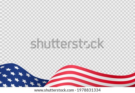 Waving flag of American isolated  on png or transparent  background,Symbols of USA , template for banner,card,advertising ,promote, TV commercial, ads, web design,poster, vector illustration 