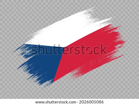 Czech Republic flag with brush paint textured isolated  on png or transparent background,Symbol of Czech Republic  ,template for banner,promote, design,vector,top gold medal winner sport country