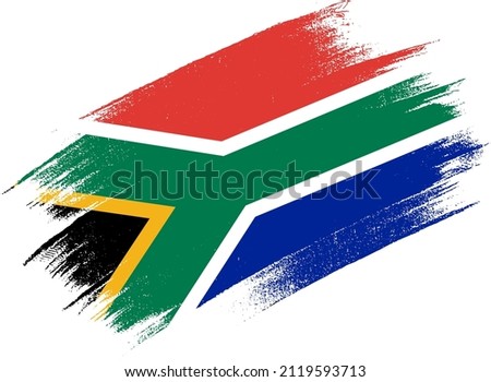 South Africa  flag with brush paint textured isolated  on png or transparent background,Symbol of South Africa ,template for banner,promote, design, and business matching country poster, vector 