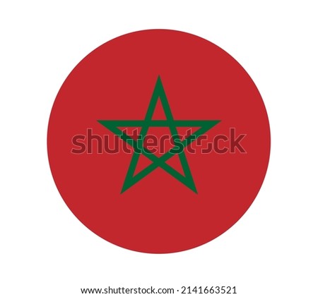 Morocco flag in circle shape isolated  on png or transparent  background,Symbol of Morocco , template for banner,card,advertising, magazine, and business matching country poster, vector 