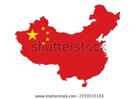 China  flag on map on transparent  background