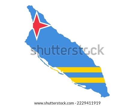 Aruba  flag on map on transparent  background