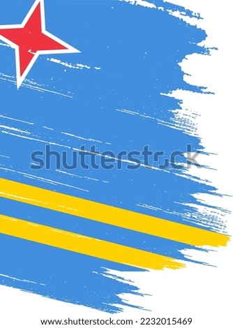 Aruba  flag with brush paint textured  on  white background