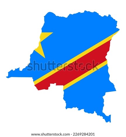 Democratic Republic of the Congo
 flag on map on transparent  background