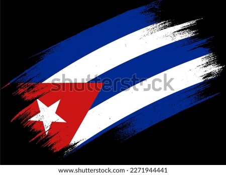 Cuba flag with brush paint textured isolated  on png or transparent background