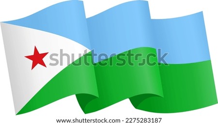 Djibouti flag wave isolated on png or transparent background