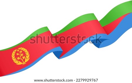 Eritrea flag wave isolated on png or transparent background