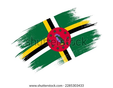Dominica flag with brush paint textured isolated  on png or transparent background