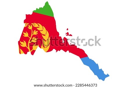 Eritrea  flag on map on transparent  background