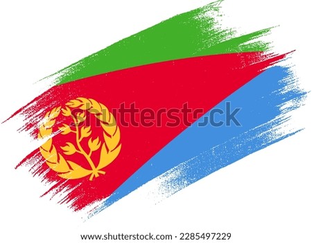 Eritrea flag with brush paint textured isolated  on png