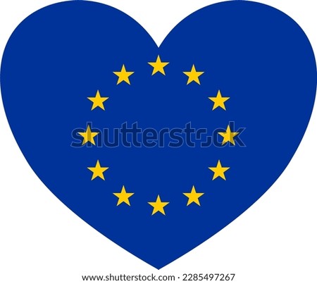 European union  flag in heart shape isolated  on  transparent  background