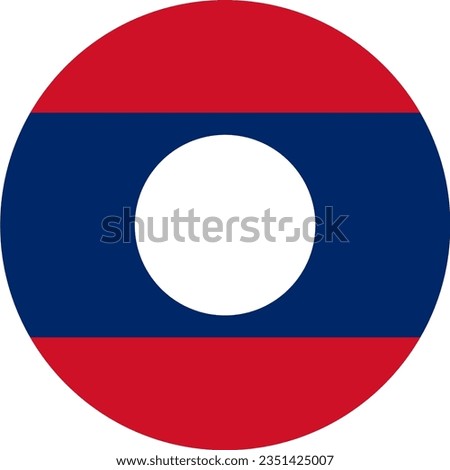 Laos flag button on white background